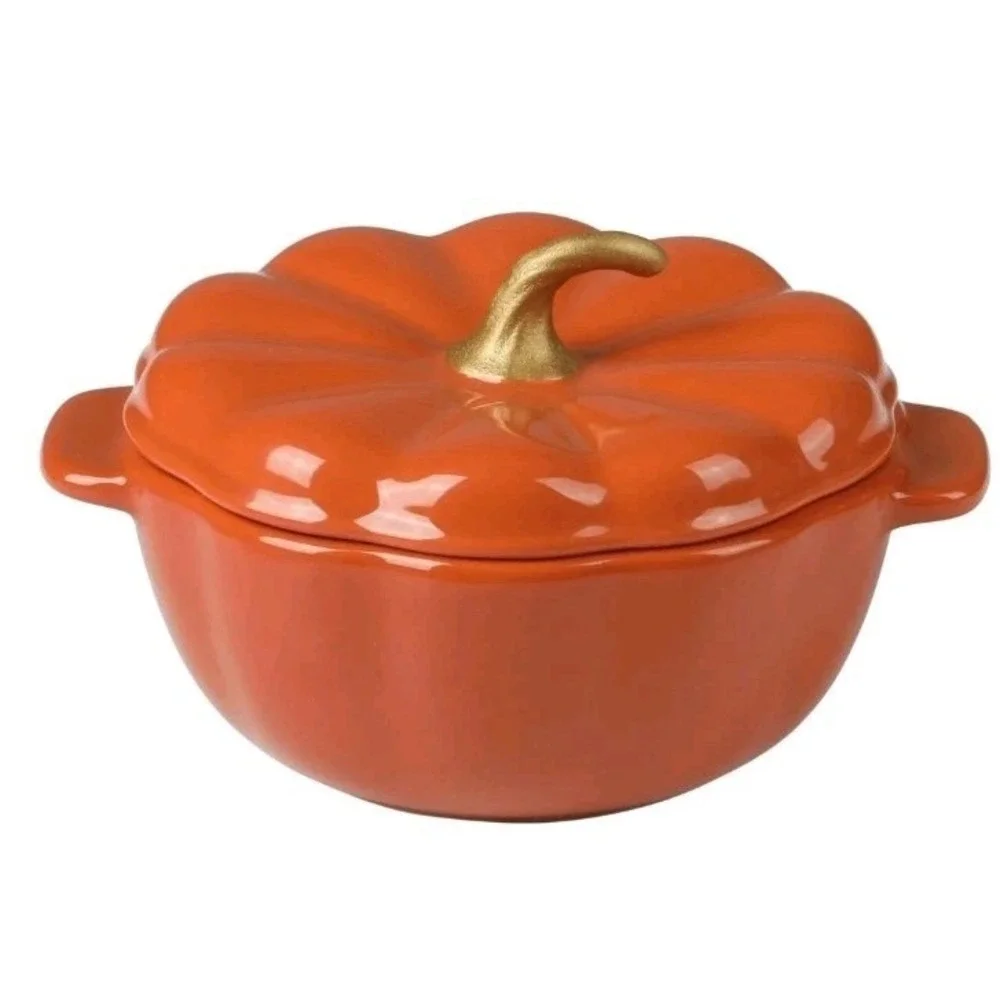 Pioneer Woman Mini Pumpkin Cocottes 3Pc Set Ceramic Casserole Dish Orange 13.5oz